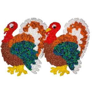 Vintage Melted Popcorn Plastic Decor Turkey Thanksgiving